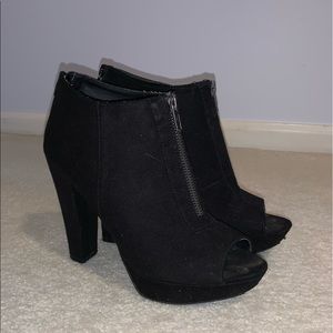 Black open toed booties